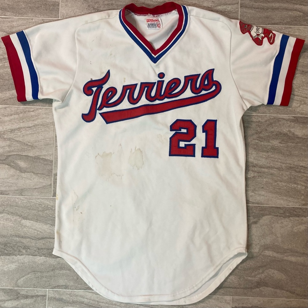 VTG 1970s St Francis Prep School Terriers Baseball Jersey Game Used New York